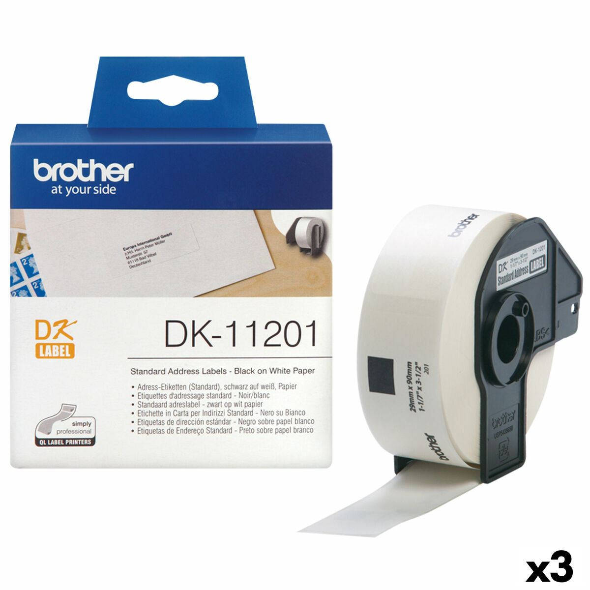 Printer Labels Brother DK-11201 White 29 x 90 mm Black Black/White (3 Units) Printer Labels Brother DK-11201 White 29 x 90 mm Black Black/White (3 Units)