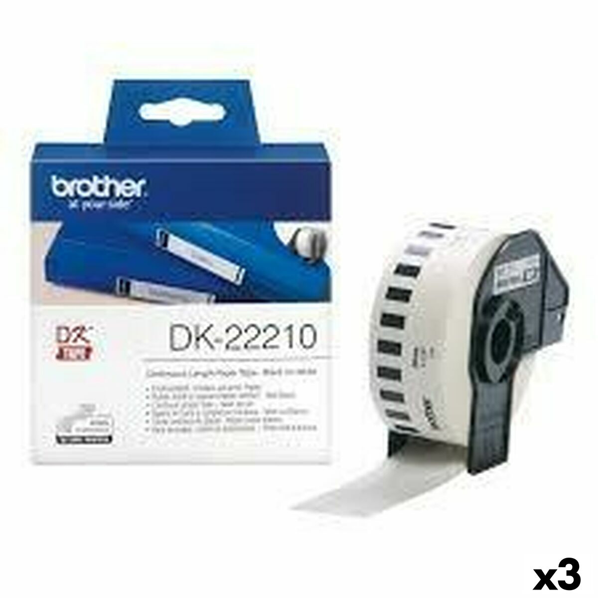 Continuous Paper for Printers Brother DK-22210 White 29 mm x 30,48 m Black Black/White (3 Units) Continuous Paper for Printers Brother DK-22210 White 29 mm x 30,48 m Black Black/White (3 Units)