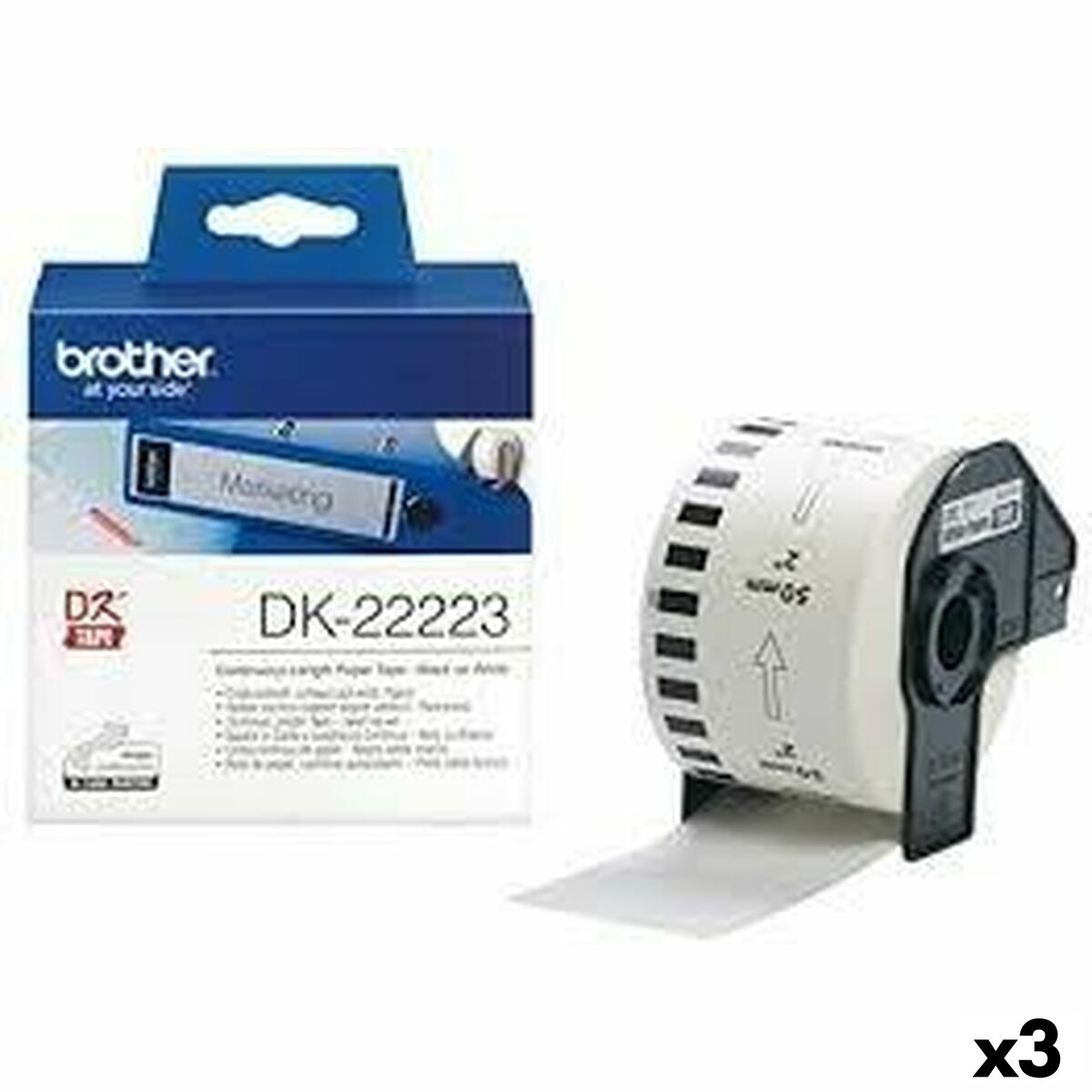 Continuous Paper for Printers Brother DK-22223 White 50 mm x 30,48 m Black (3 Units) Continuous Paper for Printers Brother DK-22223 White 50 mm x 30,48 m Black (3 Units)