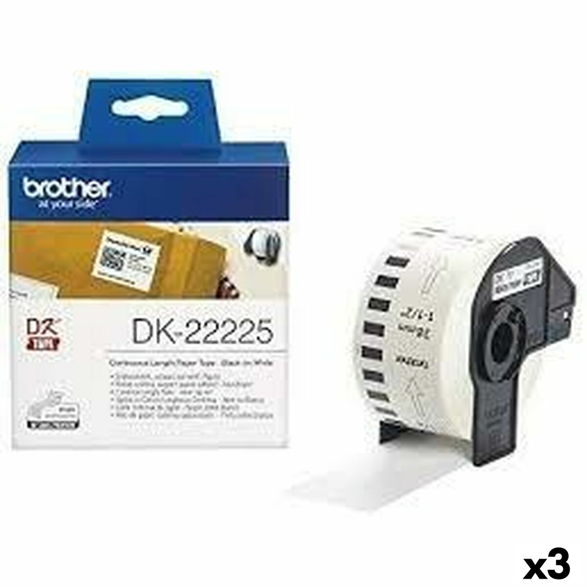 Continuous Paper for Printers Brother DK-22225 White 38 mm x 30,48 m Black/White (3 Units) Continuous Paper for Printers Brother DK-22225 White 38 mm x 30,48 m Black/White (3 Units)