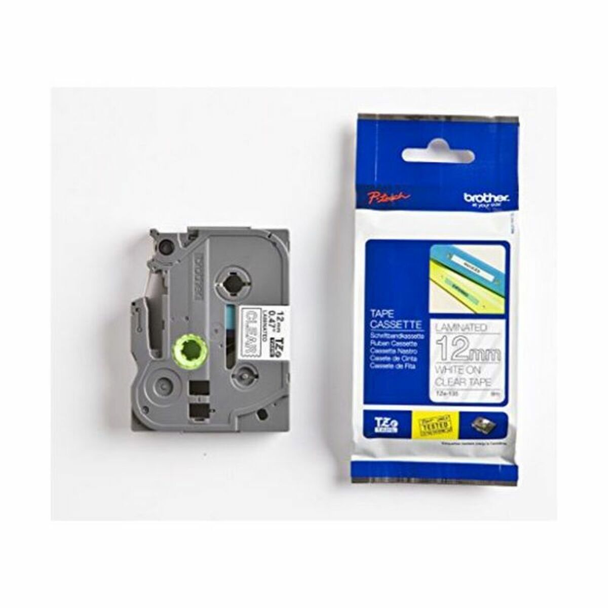 Laminated Tape for Labelling Machines Brother TZE135 White 12 mm x 8 m