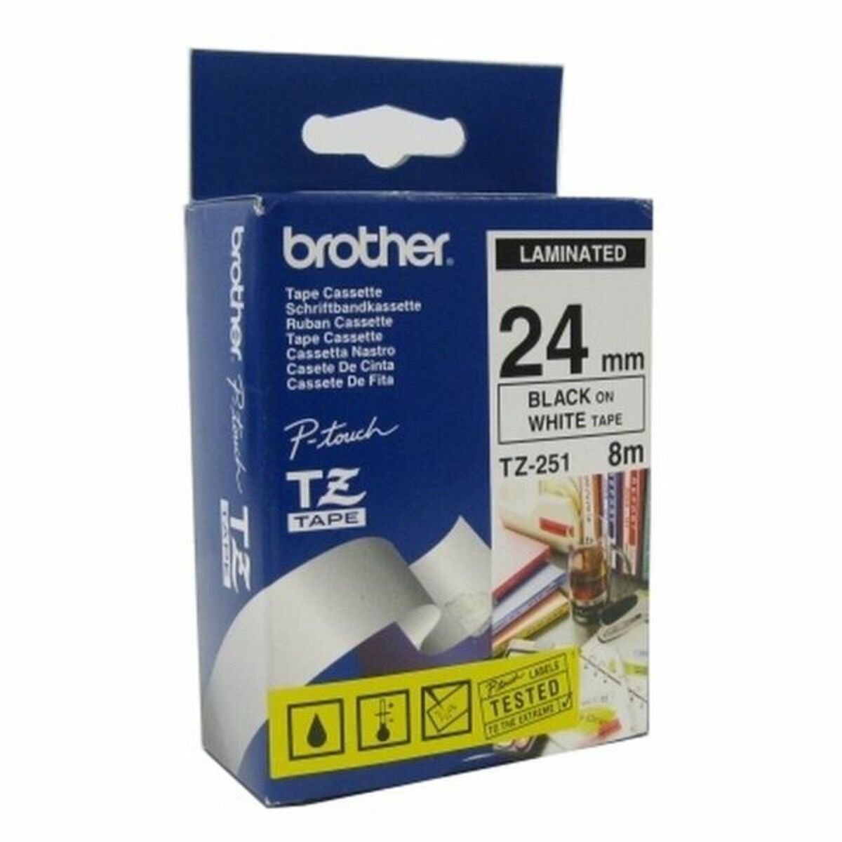 Laminated Tape for Labelling Machines Brother TZE251 2,4 cm 8 m White Black Black/White Laminated Tape for Labelling Machines Brother TZE251 2,4 cm 8 m White Black Black/White