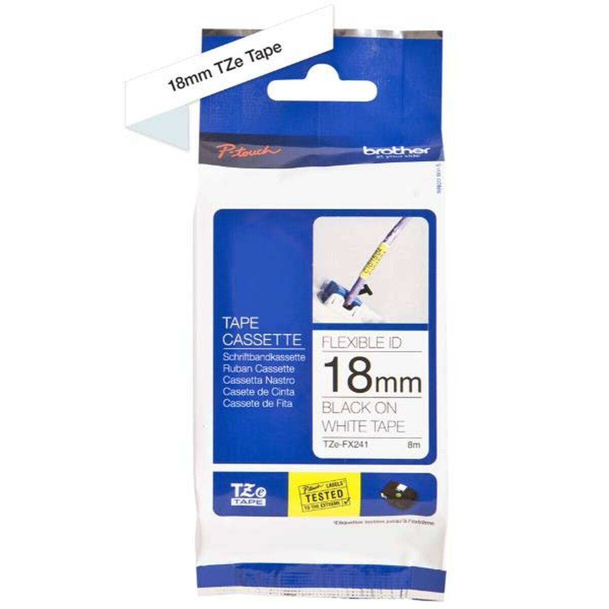Laminated Tape for Labelling Machines Brother TZe-FX241 White Paper