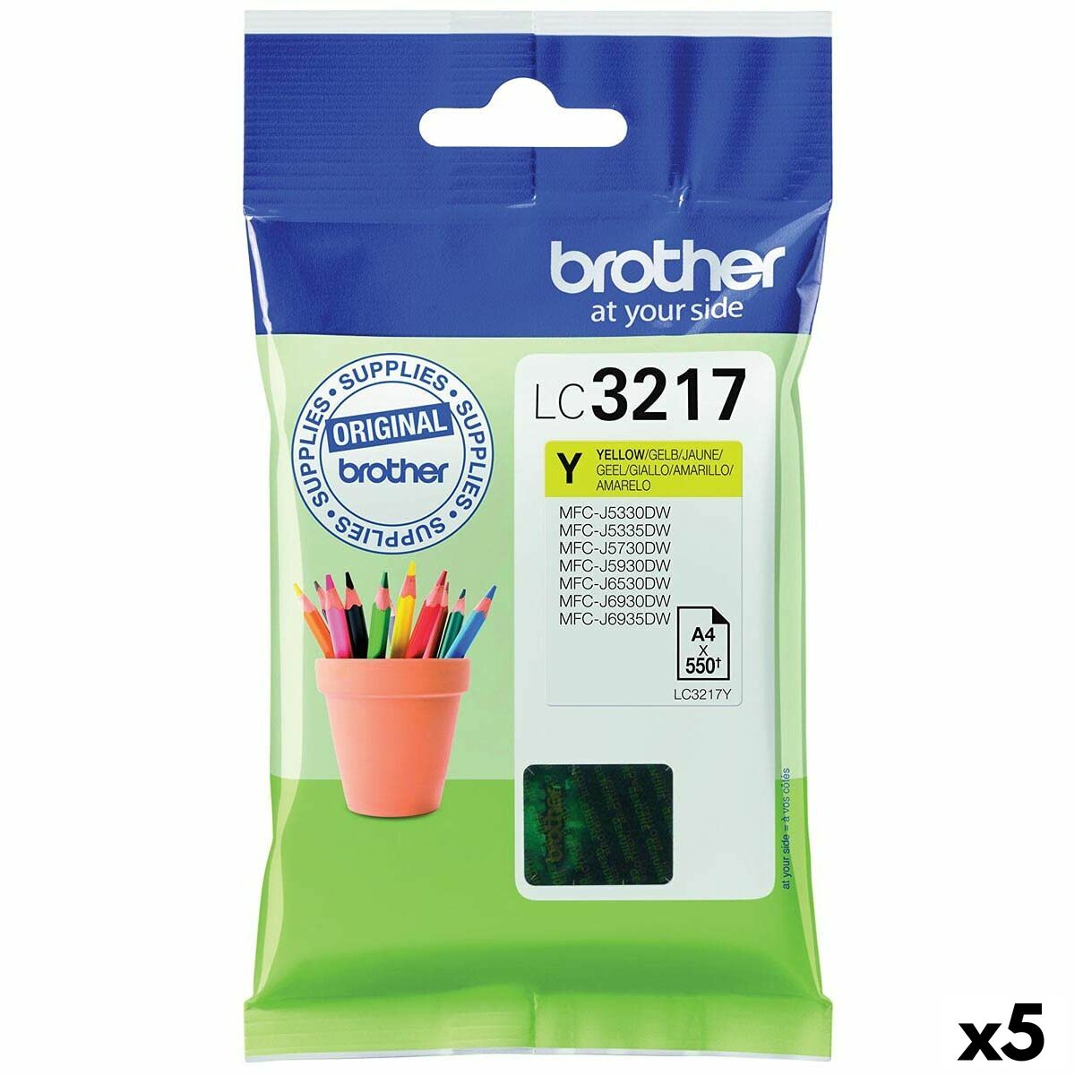 Original Ink Cartridge Brother LC3217 Yellow (5 Units) Original Ink Cartridge Brother LC3217 Yellow (5 Units)