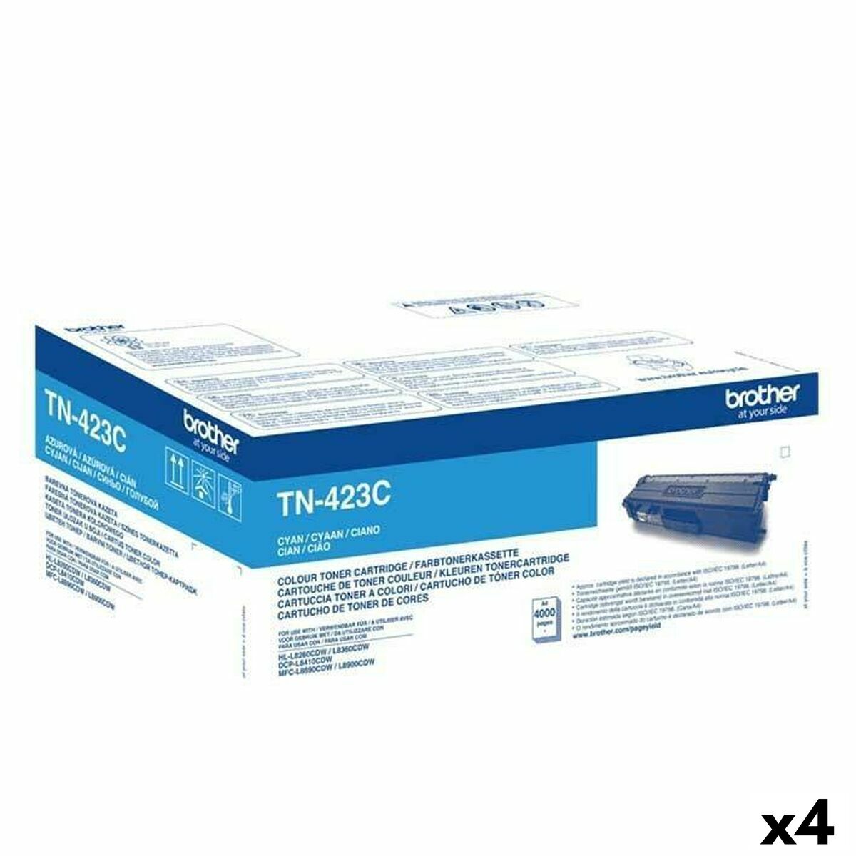 Original Toner Brother HLL8260CDW HLL8360CDW HLL9310CDW TN423C Cyan (4 Units) Original Toner Brother HLL8260CDW HLL8360CDW HLL9310CDW TN423C Cyan (4 Units)