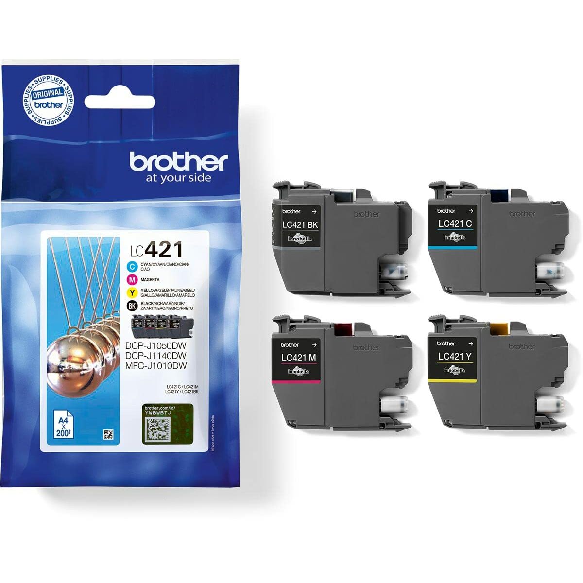 Original Ink Cartridge Brother MFC-J1010DW / DCP-J1050DW Yellow (4 Units)