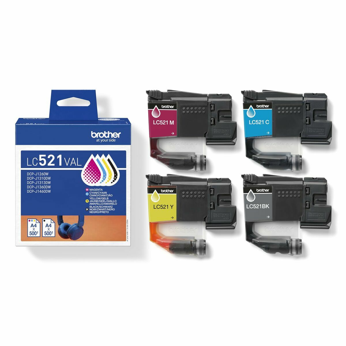 Original Ink Cartridge Brother LC521VAL Yellow (4 Units)