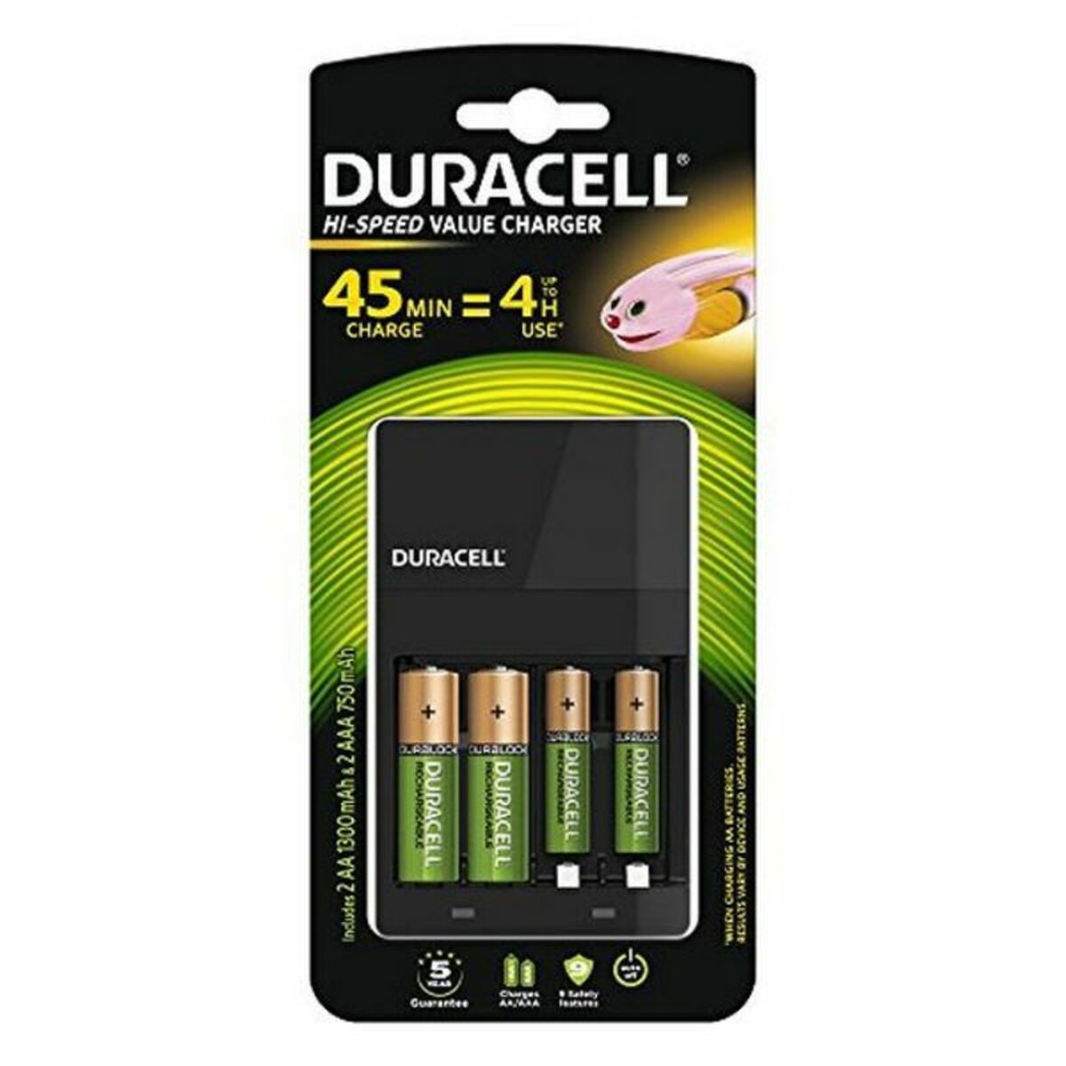 Charger + Rechargeable Batteries DURACELL CEF14 2 x AA + 2 x AAA HR06/HR03 1300 mAh (1 Unit) Charger + Rechargeable Batteries DURACELL CEF14 2 x AA + 2 x AAA HR06/HR03 1300 mAh (1 Unit)