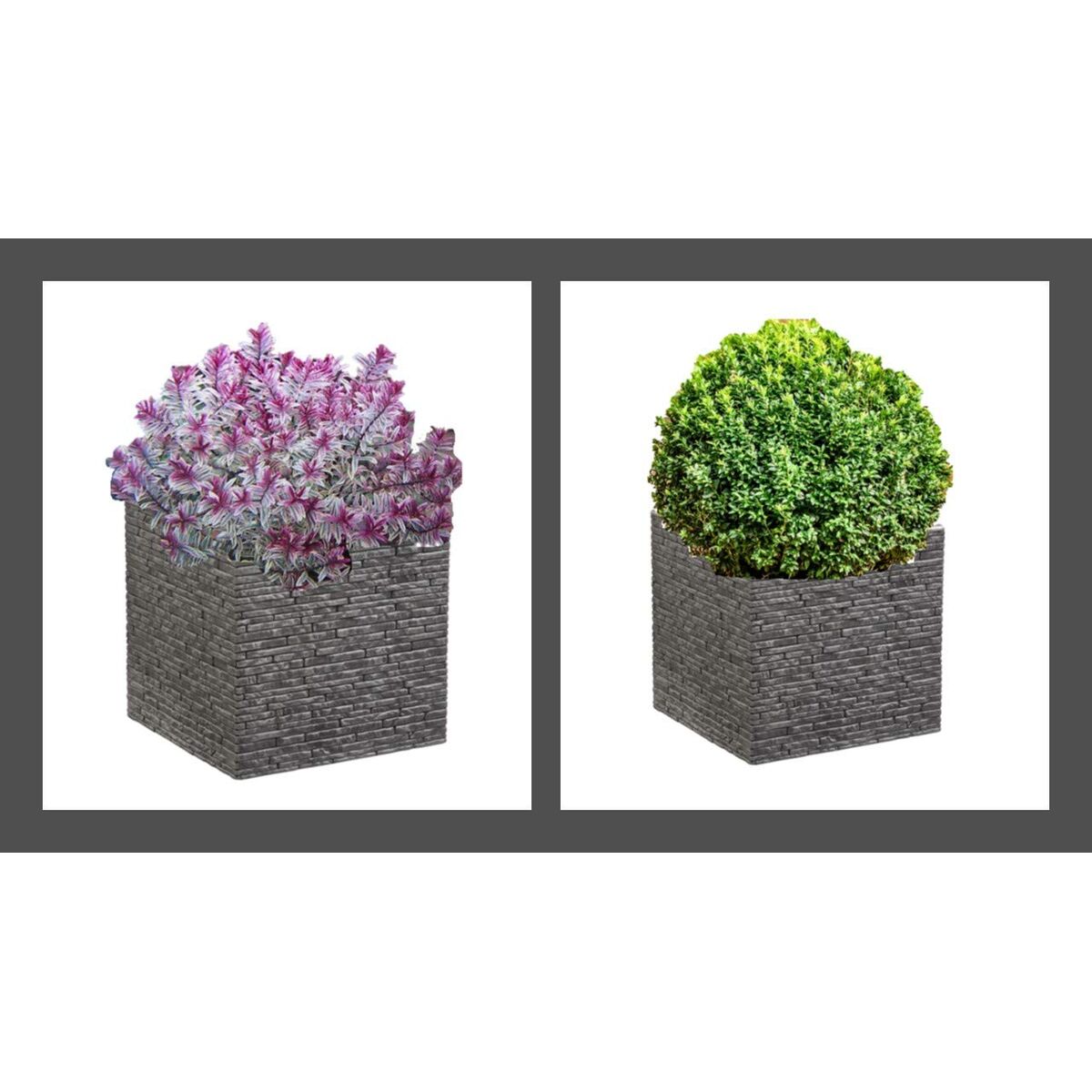 Plant pot Strata Board 39 x 38 x 40 cm Grey Plastic Squared