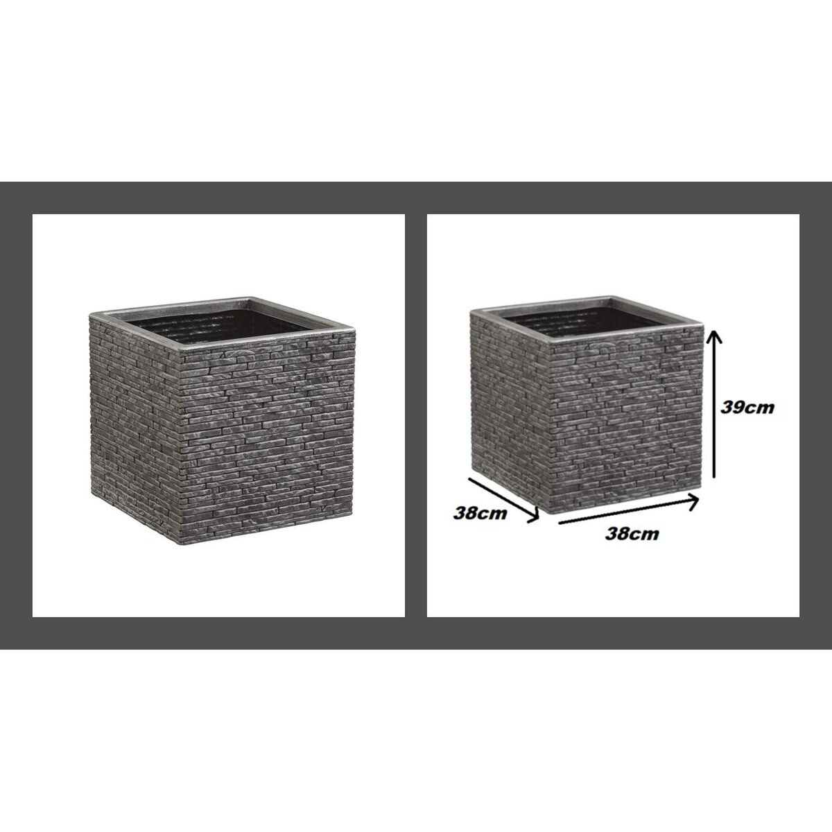 Plant pot Strata Board 39 x 38 x 40 cm Grey Plastic Squared