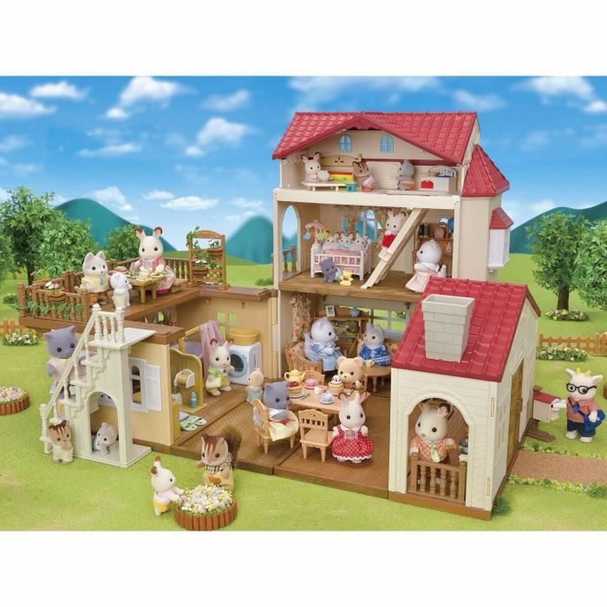 Playset Sylvanian Families Red Roof Country Home Doll’s House Rabbit