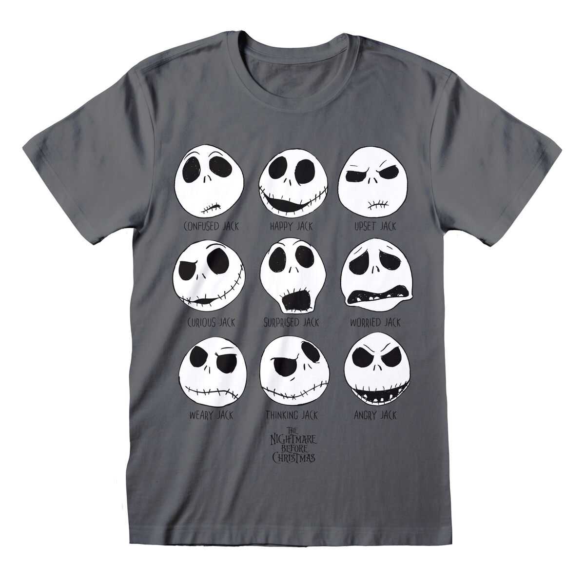 Unisex Short Sleeve T-Shirt The Nightmare Before Christmas Many Faces Dark grey Unisex Short Sleeve T-Shirt The Nightmare Before Christmas Many Faces Dark grey