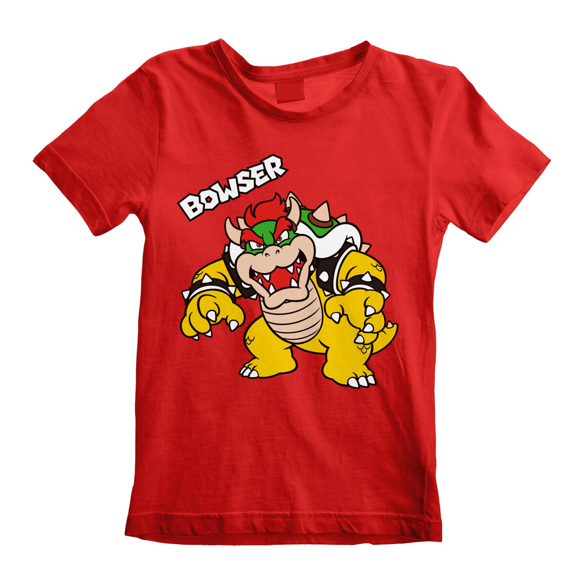 Child’s Short Sleeve T-Shirt Super Mario Bowser Text Red