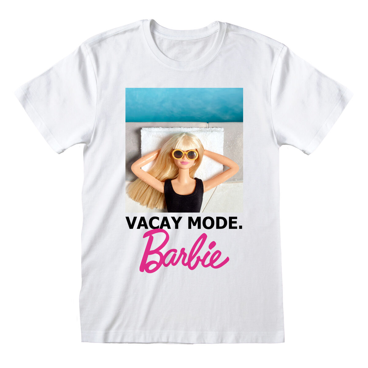 Short Sleeve T-Shirt Barbie Vacay Mode White Unisex Short Sleeve T-Shirt Barbie Vacay Mode White Unisex