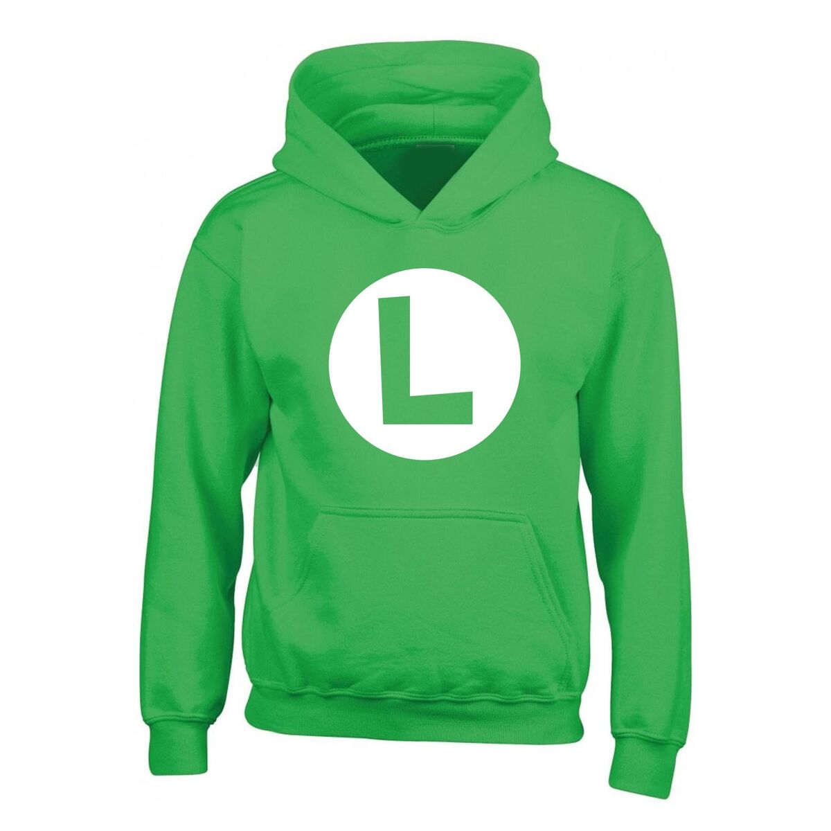 Unisex Hoodie Super Mario Luigi Badge Green Unisex Hoodie Super Mario Luigi Badge Green