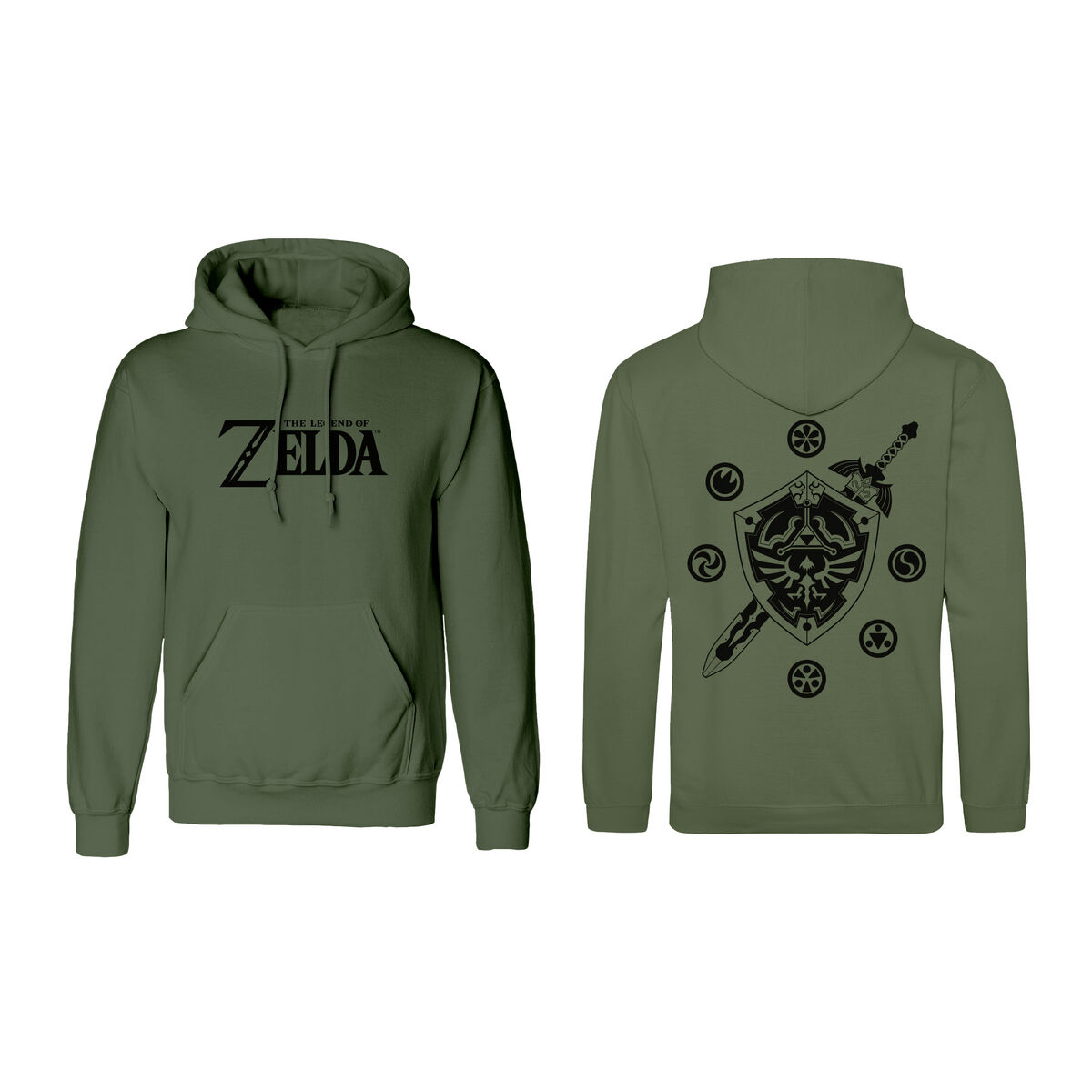 Unisex Hoodie The Legend of Zelda Logo and Shield Green Unisex Hoodie The Legend of Zelda Logo and Shield Green