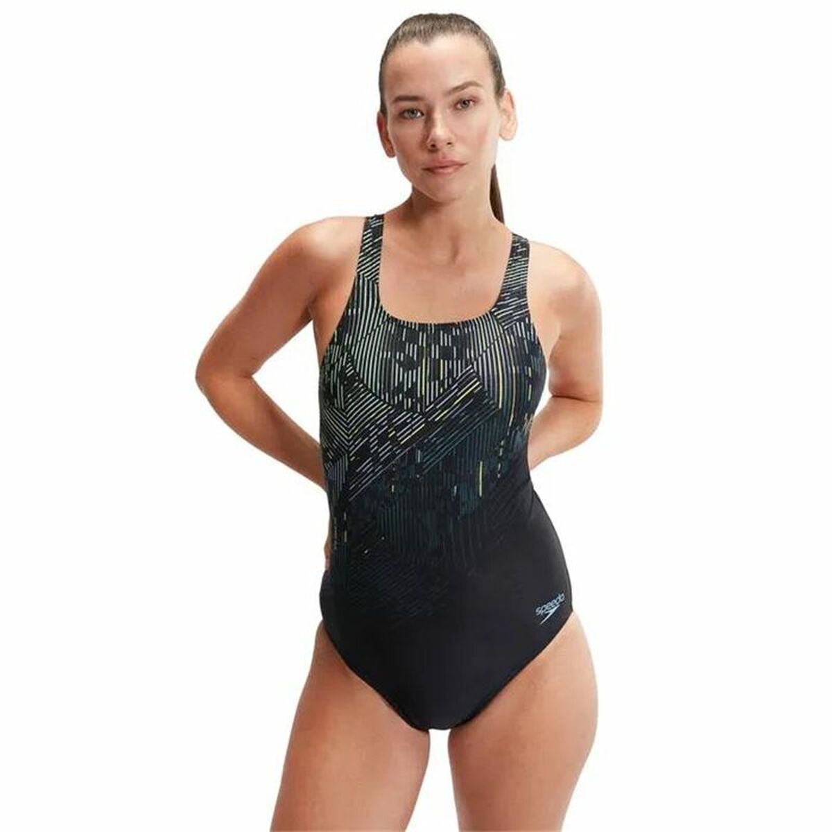 Swimsuit for Girls Speedo Digital Printed Medalist Black (Refurbished A)