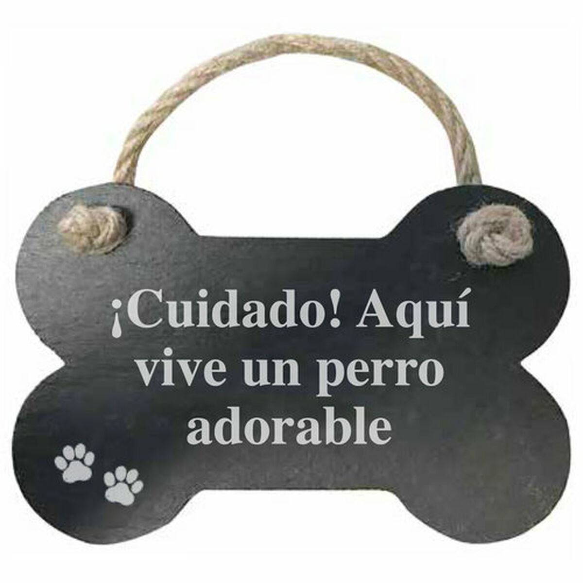 Hanging decoration Magnet & Steel Cuidado aquí vive un perro adorable Bone Board Rope