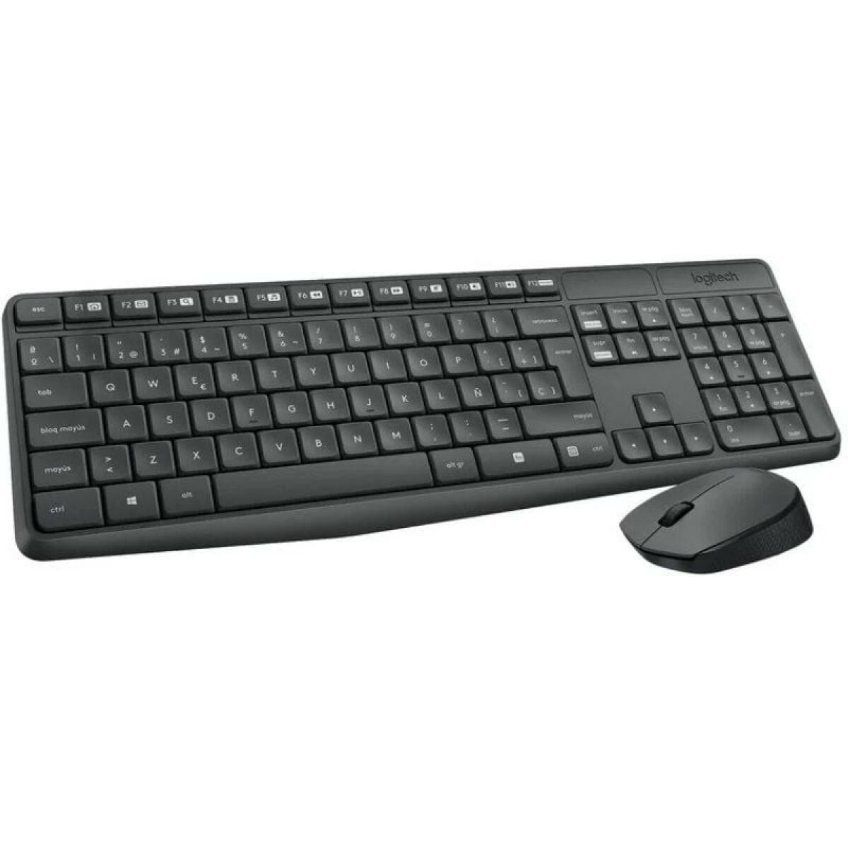 Keyboard and Wireless Mouse Logitech 920-007919 Black Grey Spanish Qwerty