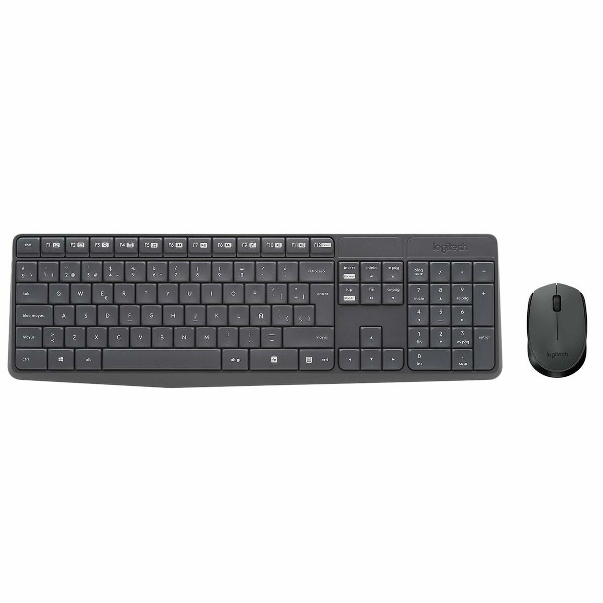 Keyboard and Wireless Mouse Logitech 920-007919 Black Grey Spanish Qwerty