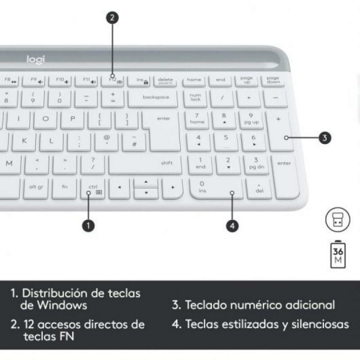 Keyboard and Mouse Logitech 920-009199 White Spanish Qwerty