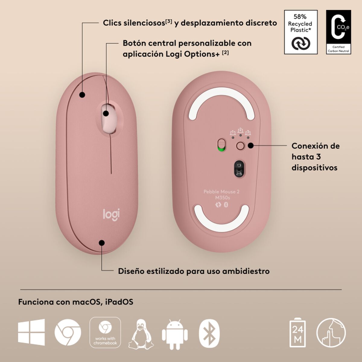 Wireless Bluetooth Mouse Logitech 910-007014 White 4000 dpi