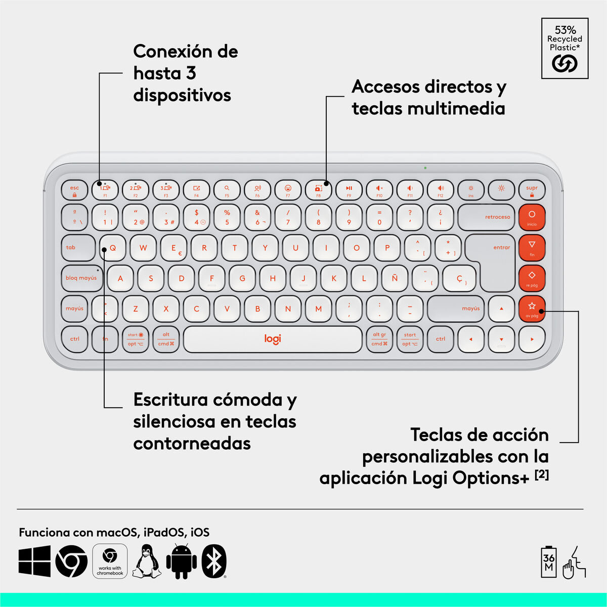 Keyboard Logitech 920-013069 White