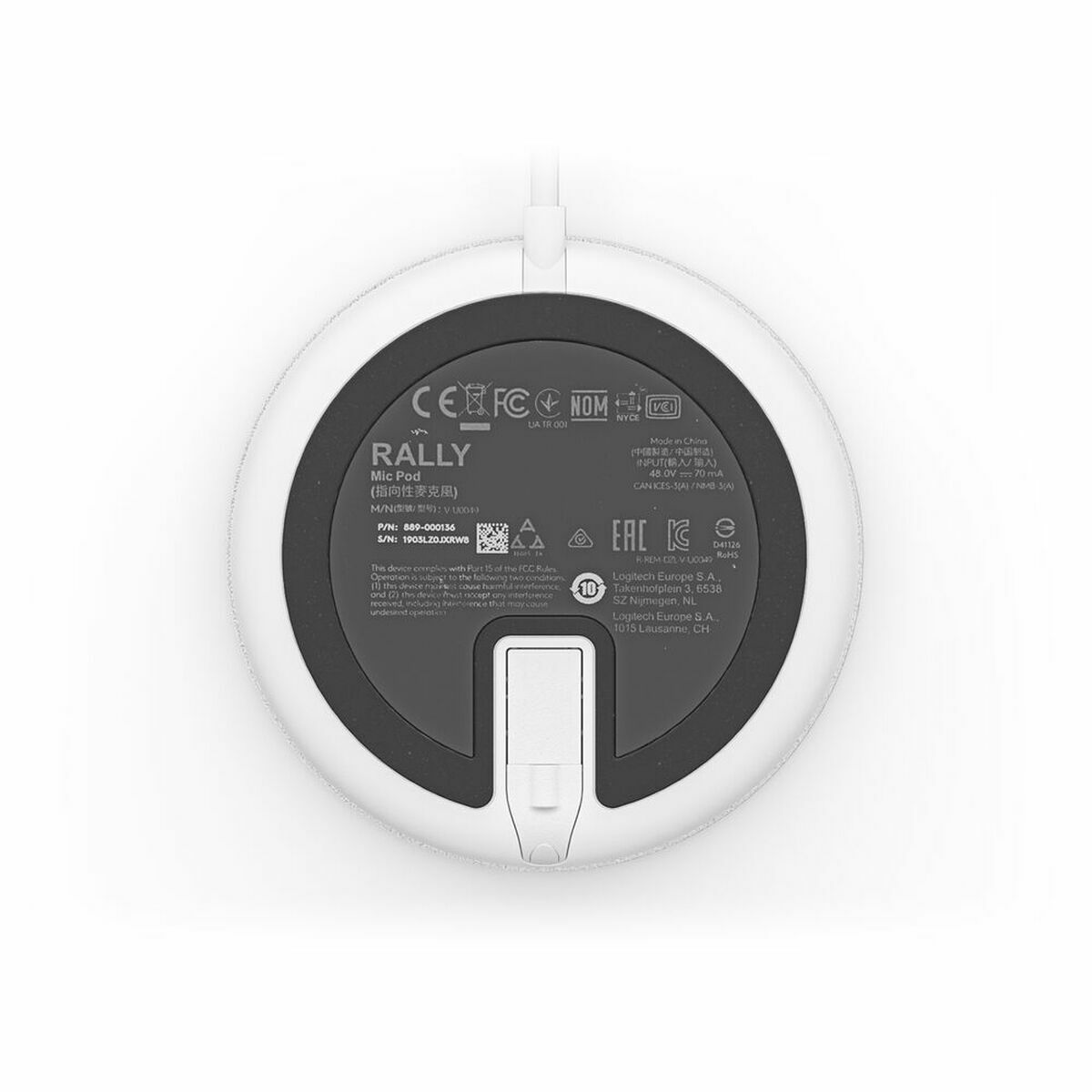 Microphone Logitech Rally Mic Pod White Black
