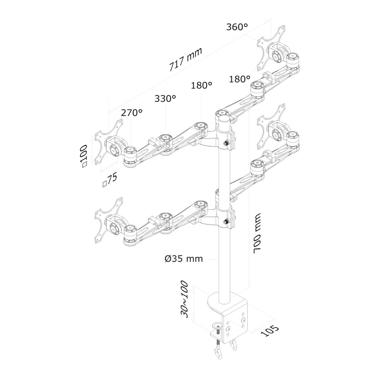 Screen Table Support Neomounts FPMA-D935D4 Silver 27″