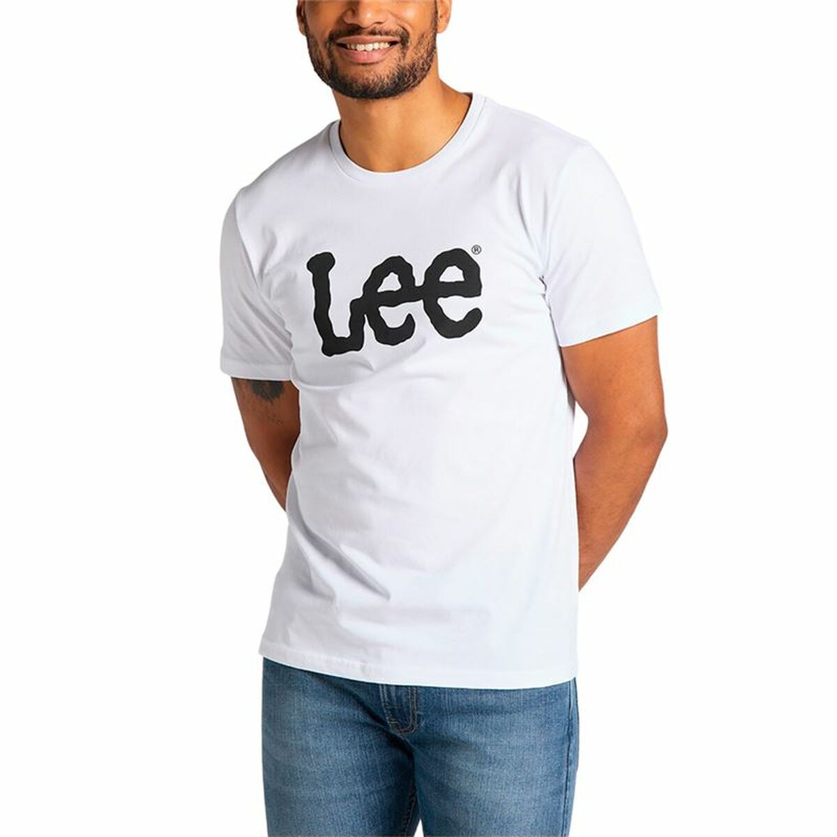 Mens Short Sleeve T-Shirt Lee Wobbly Logo 2XL