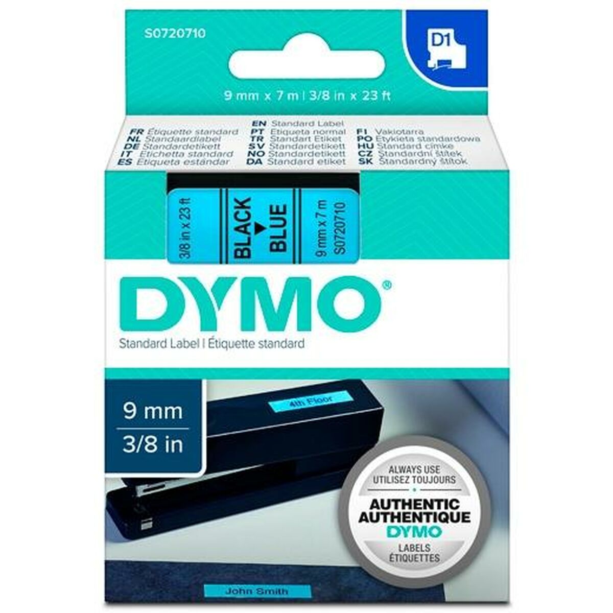 Laminated Tape for Labelling Machines Dymo D1 40916 9 mm LabelManager Black Blue (5 Units)