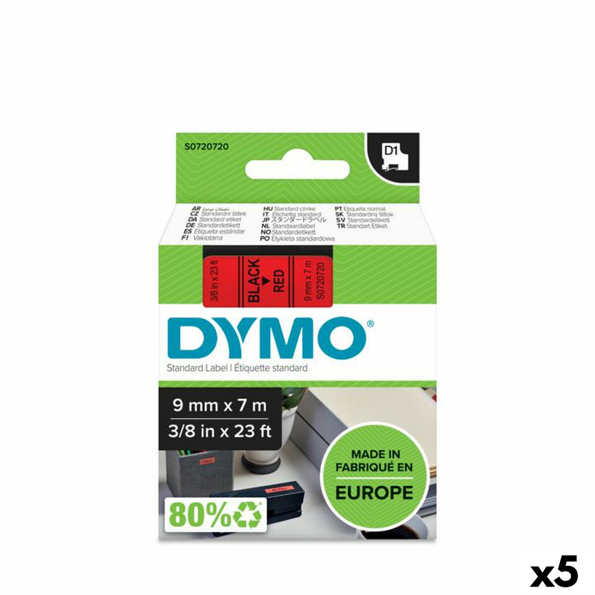 Thermal transfer ribbon Dymo D1 40917 7 m Black/Red (5 Units) Thermal transfer ribbon Dymo D1 40917 7 m Black/Red (5 Units)