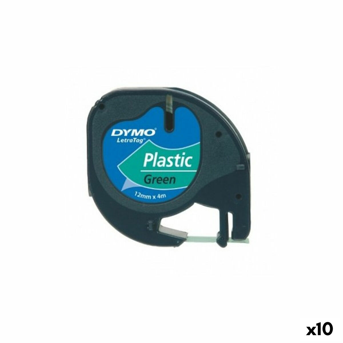 Laminated Tape for Labelling Machines Dymo 91204 12 mm LetraTag Black Green (10 Units)