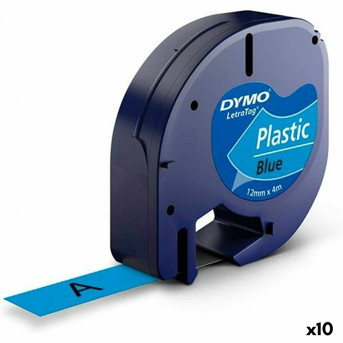 Laminated Tape for Labelling Machines Dymo 91205 12 mm LetraTag Black Blue (10 Units)