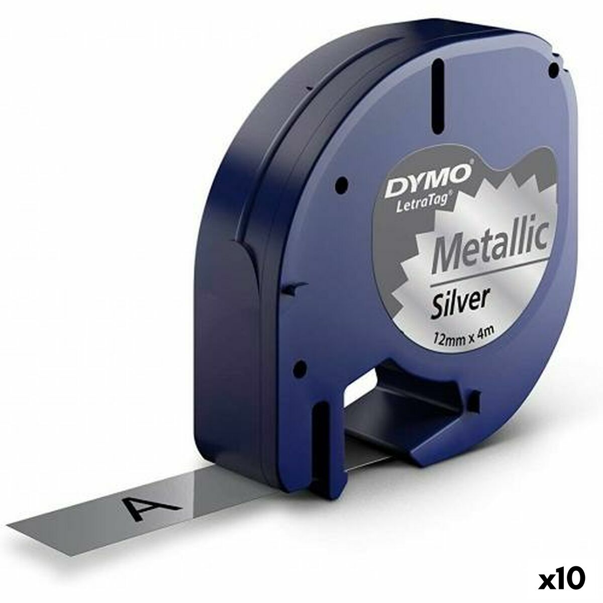 Laminated Tape for Labelling Machines Dymo 91208 LetraTag Black Silver 12 mm (10Units)