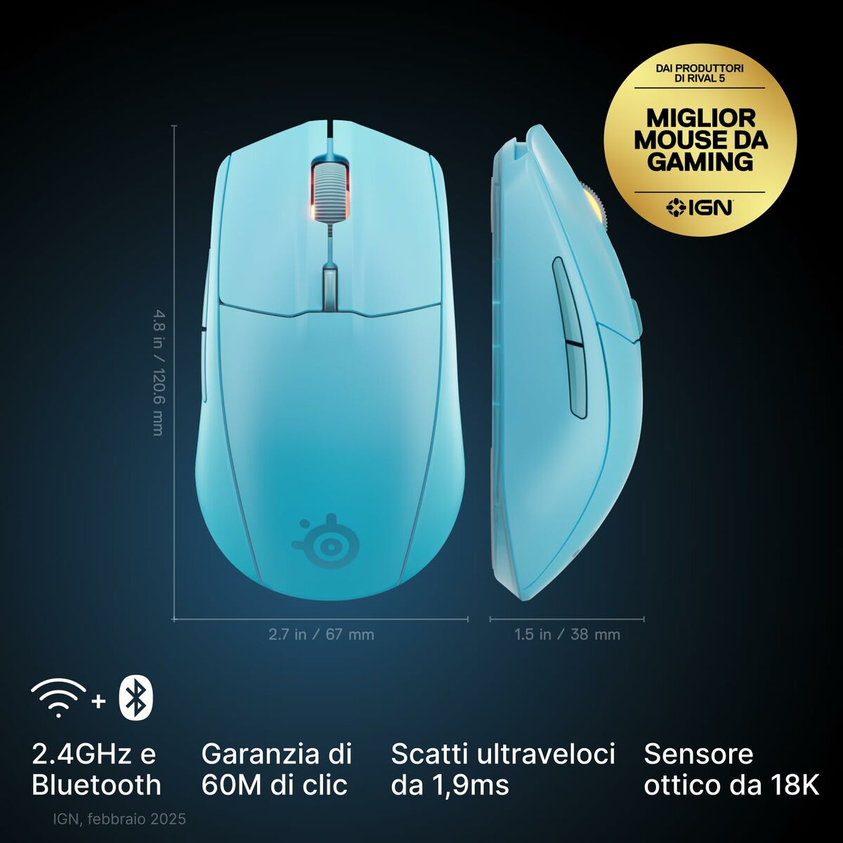 Mouse SteelSeries 62526 Water 18000 dpi
