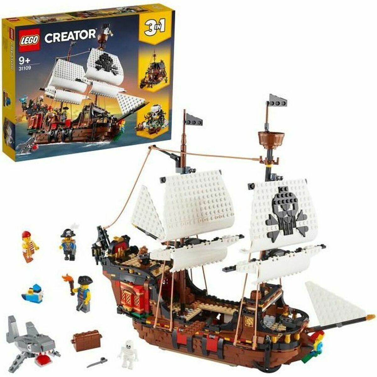 Vehicle Playset   Lego Creator 31109 Pirate Ship         3-in-1 1260 Pieces Vehicle Playset   Lego Creator 31109 Pirate Ship         3-in-1 1260 Pieces