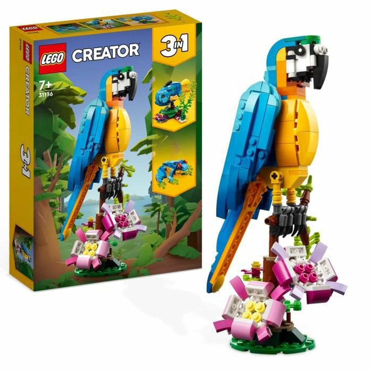 Construction set Lego Creator 31136 Exotic parrot with frog and fish 3-in-1 253 Pieces Construction set Lego Creator 31136 Exotic parrot with frog and fish 3-in-1 253 Pieces