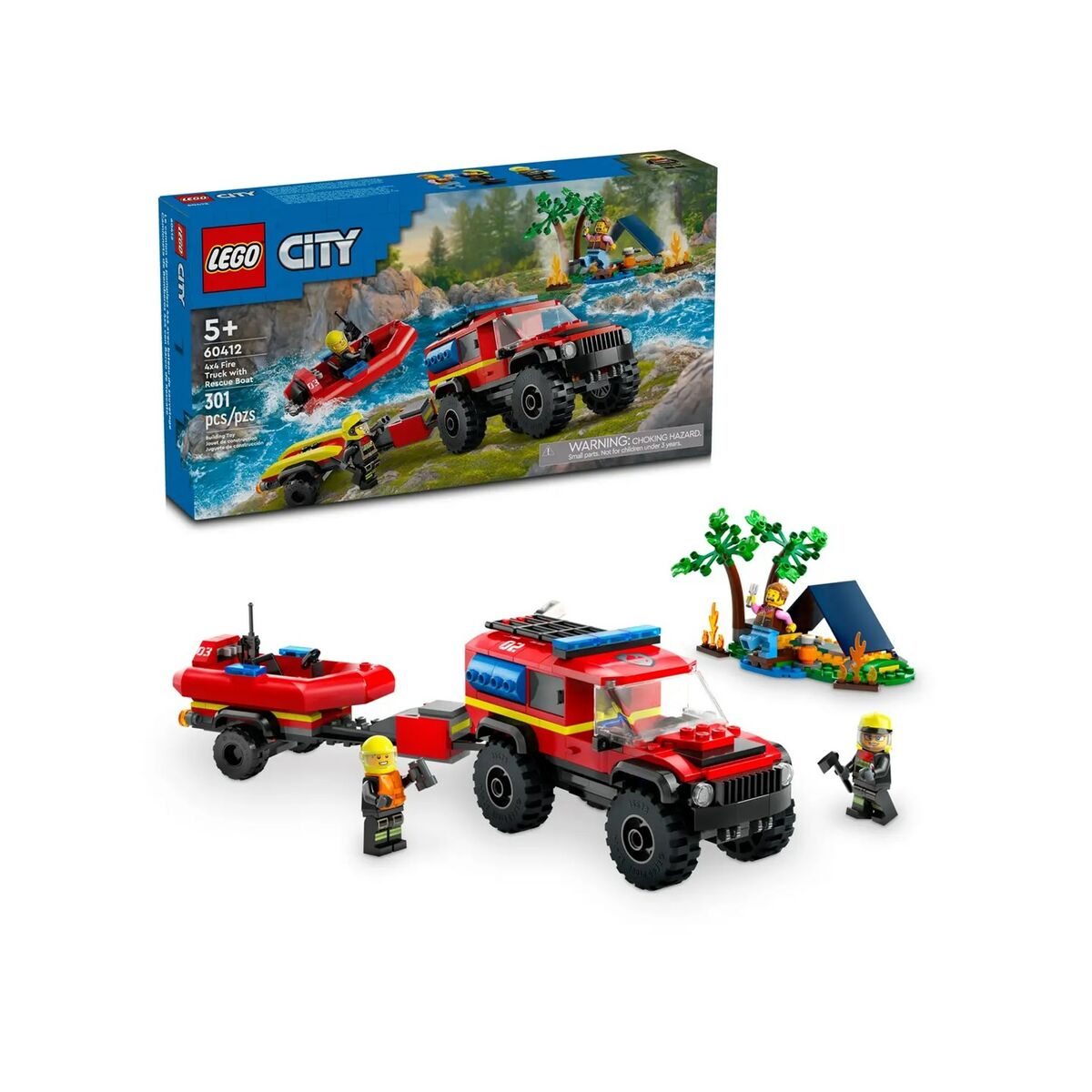 Playset Lego 60412 4×4 Fire Engine with Rescue Boat