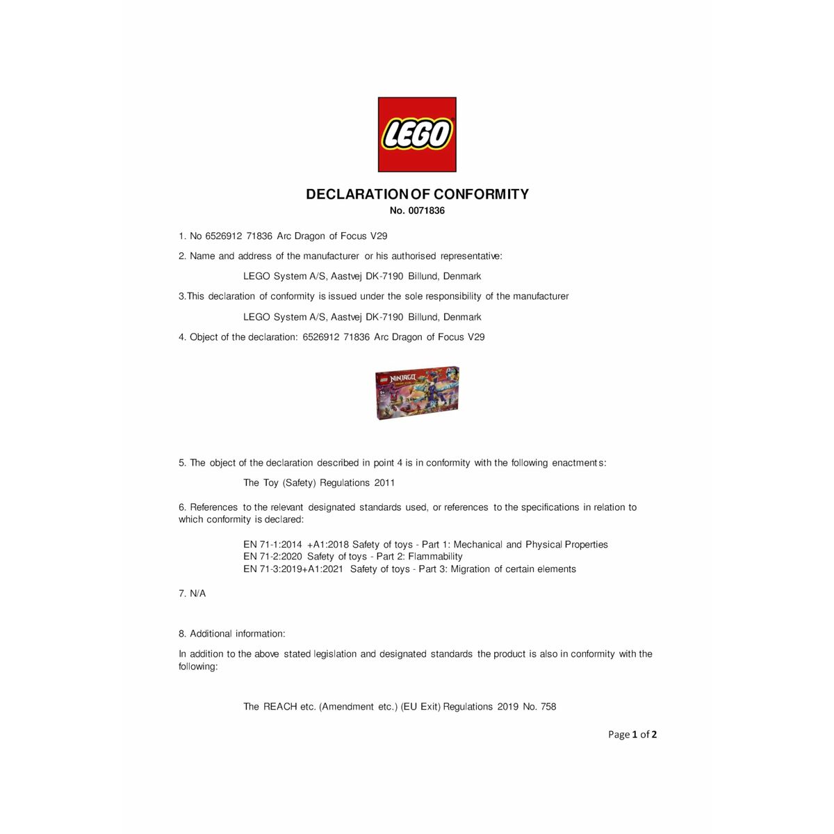 Construction set Lego 71836