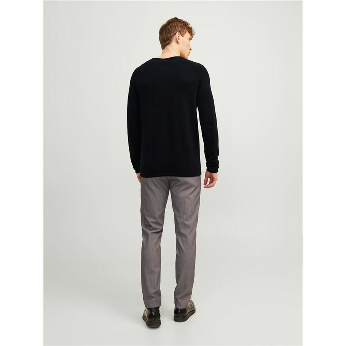 Mens Long Sleeve T-Shirt Jack & Jones ehill Knit Black