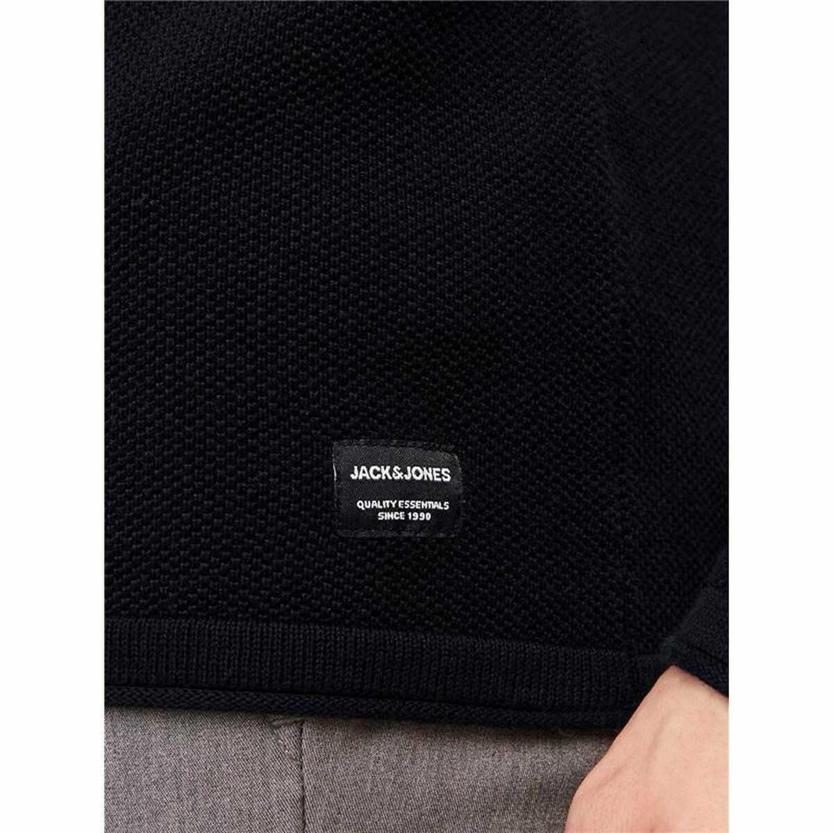 Mens Long Sleeve T-Shirt Jack & Jones ehill Knit Black
