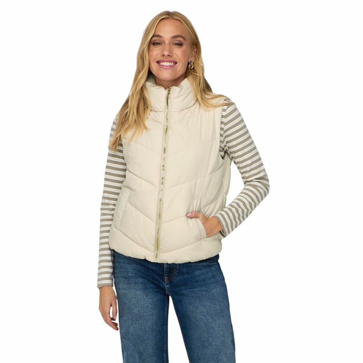 Women’s Waistcoat Jack & Jones Jdyfinno Life Short Padd White