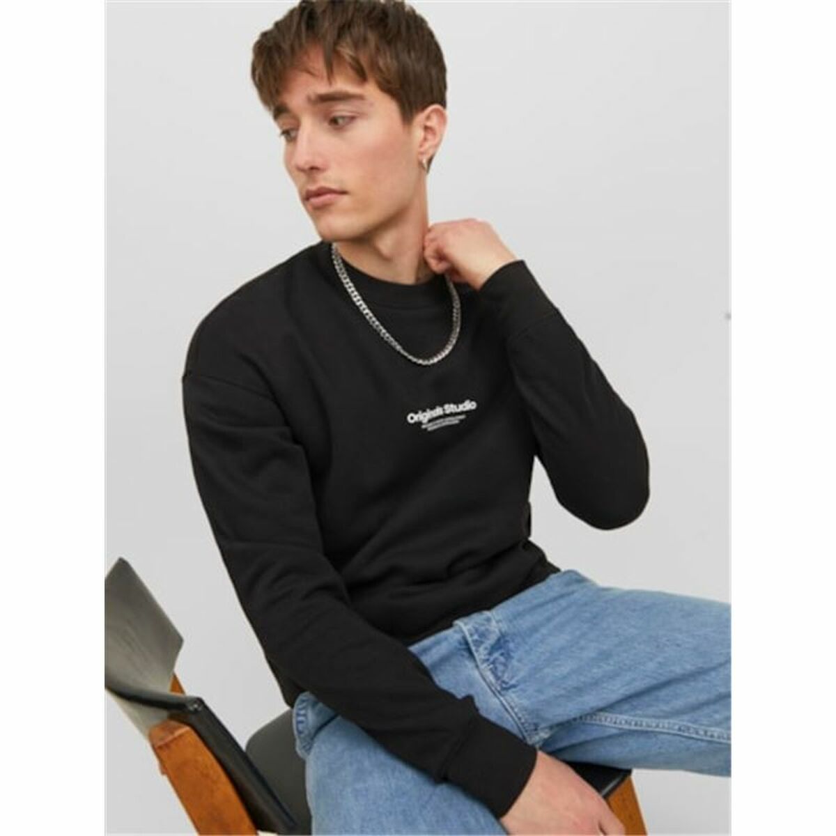 Mens Sweatshirt without Hood Jack & Jones Jorvesterbro Black