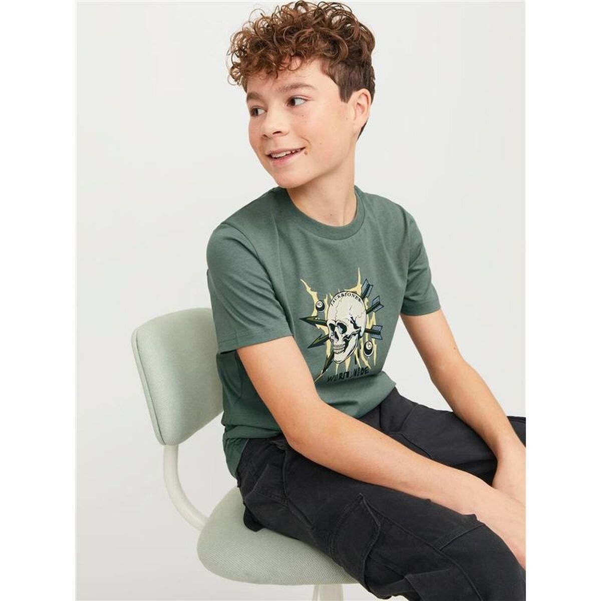 Child’s Short Sleeve T-Shirt Jack & Jones Jorheavens Neck Olive