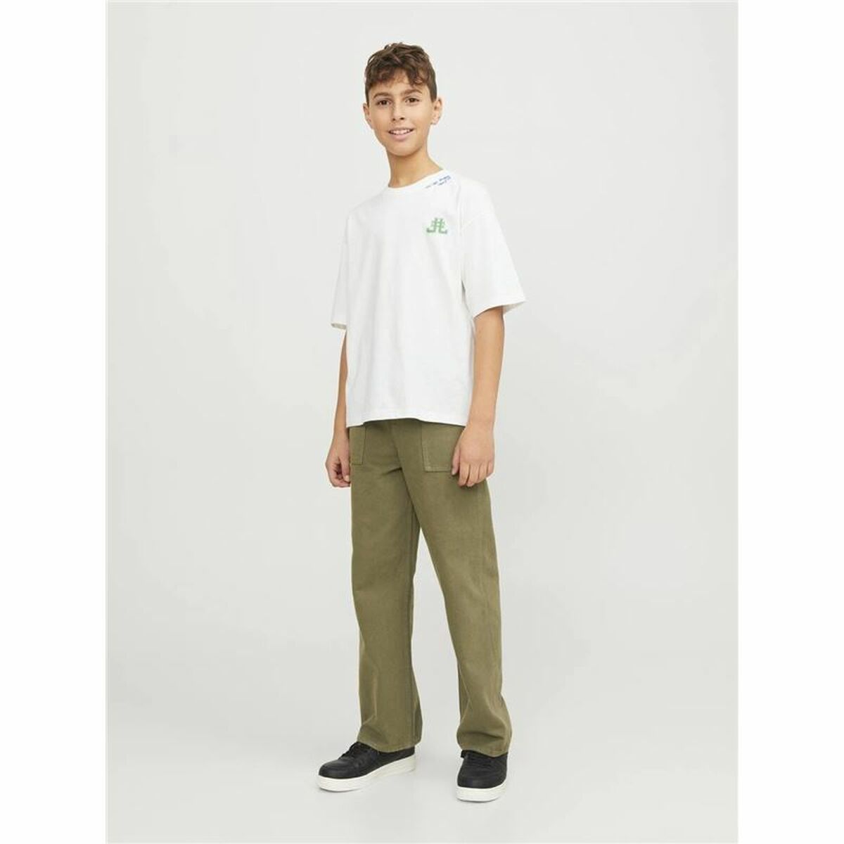 Child’s Short Sleeve T-Shirt Jack & Jones Jorcole Back Print White Green