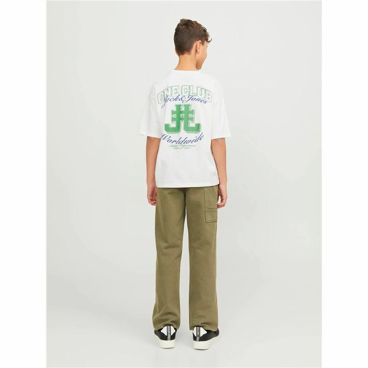Child’s Short Sleeve T-Shirt Jack & Jones Jorcole Back Print White Green