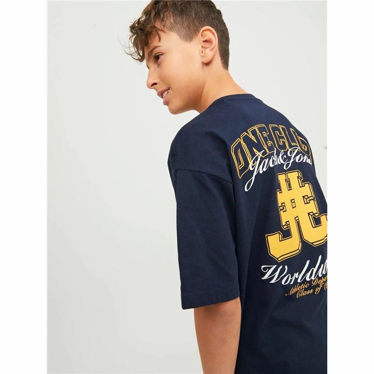 Child’s Short Sleeve T-Shirt Jack & Jones Jorcole Back Print Navy Blue