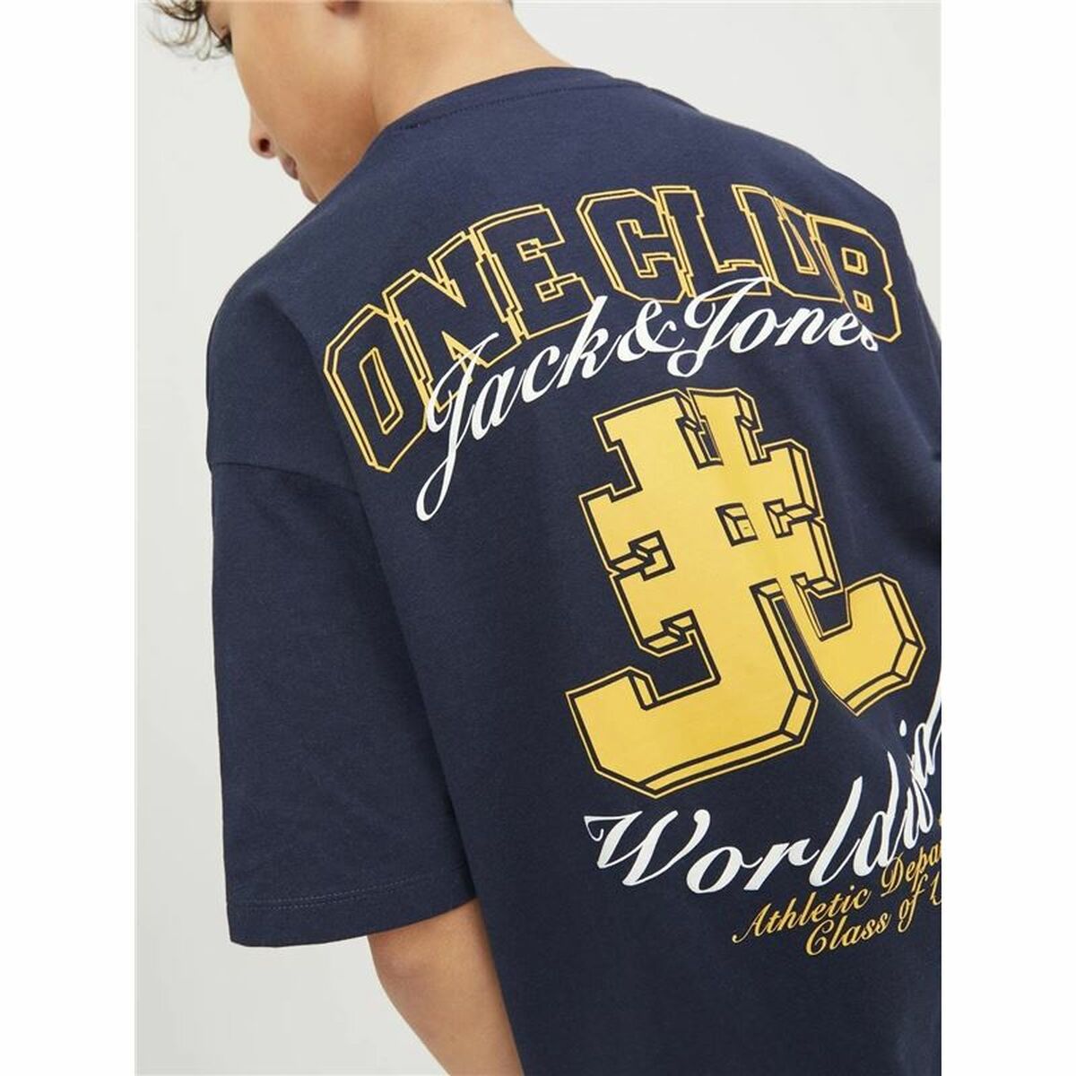 Child’s Short Sleeve T-Shirt Jack & Jones Jorcole Back Print Navy Blue
