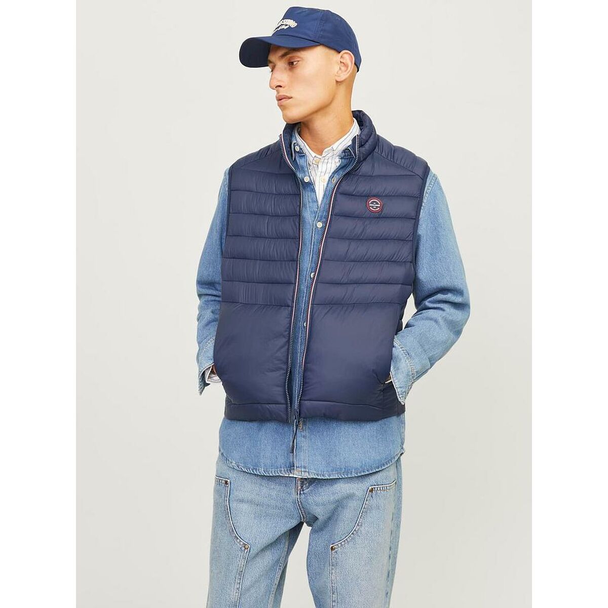 Men’s Quilted Gilet Jack & Jones JJESPRINT BODYWARMER COLLAR NOOS 12258457 Navy Blue